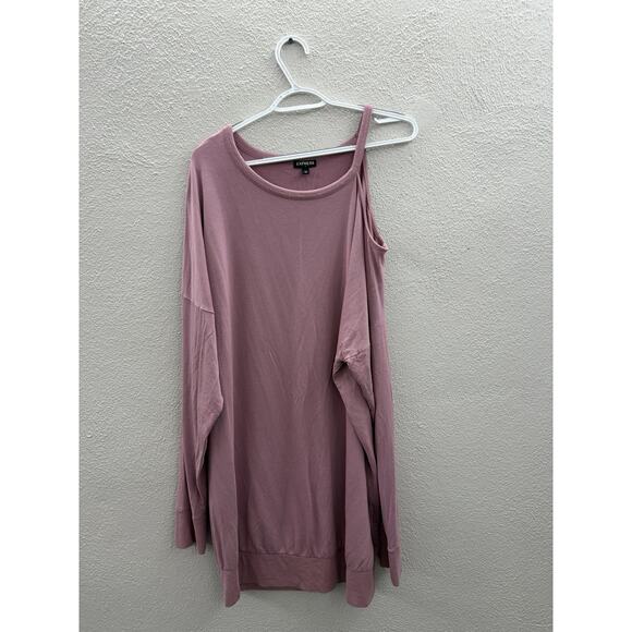 Express Womens Dress Size XL Purple Mauve Sweater Long Sleeve Open Shoulder - Picture 4 of 11